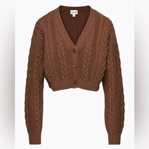 Aritzia Sunday Best Brown Cropped Cardigan Sweater
